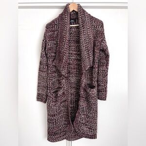 Sam Edelman SD Helen Collared‎ Long Cardigan Duster Maroon Multi Size XS Classic